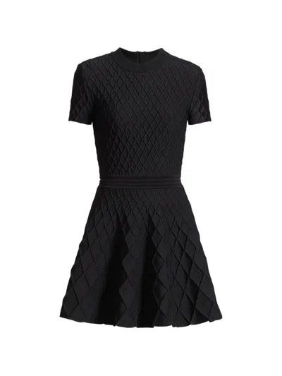 Balmain Flared Knit Dress In Black