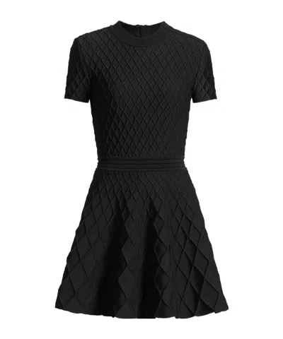 Balmain Flared Knit Dress In Black
