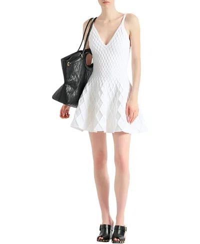 Balmain Flared Knit Dress In White