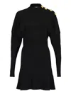 Balmain Flared Knitted Mini Dress In Black
