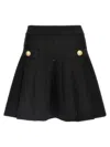 Balmain Flared Knitted Skirt With Sequin Detail And Trompe-l'œil Pockets In Black