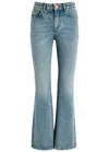Balmain Flared Jeans With Contrast Stitching In Denim