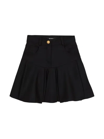 Balmain Kids' Flared Mini Skirt In Black
