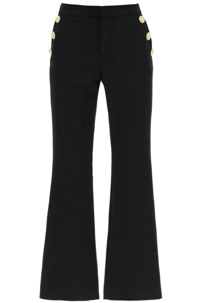 BALMAIN FLARED PANTS WITH EMBOSSED BUTTONS