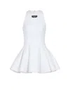 Balmain Sleeveless Flared Pleated Mini Dress In White