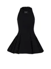 Balmain Flared Pleated Grain De Poudre Dress In Black