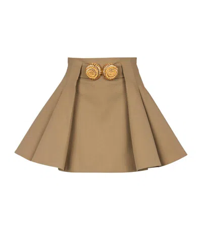 Balmain Grain De Poudre Flared Skirt In Beige