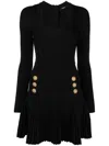 Balmain Viscose-blend Knit Mini Dress In Black