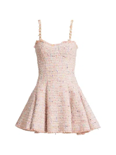 Balmain Flared Tweed Dress In Multi
