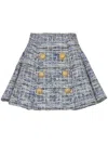 Balmain Space-dyed Cotton-blend Miniskirt In Blue
