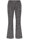 Balmain Mid Rise Tweed Flared Trousers In Black