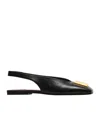 Balmain Flat Eden Slingbacks In Lambskin Leather In Black