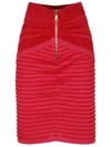 Balmain Flechage Knit Knee Lenght Skirt In Red