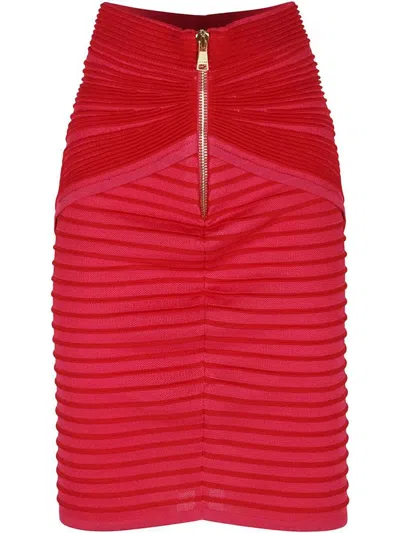 Balmain Flechage Knit Knee Lenght Skirt Clothing In Multicolor