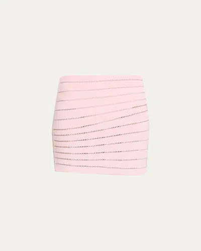 Balmain Flechange Knit Mini Skirt In Pink