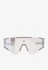 Balmain Fleche Full Rectangular Mask Sunglasses In Gray