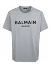 Balmain Cotton Logo T-shirt In Dark Grey