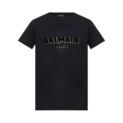 Pre-owned Balmain Flock And Foil T-shirt 'black/silver' | Men's Size Xxl