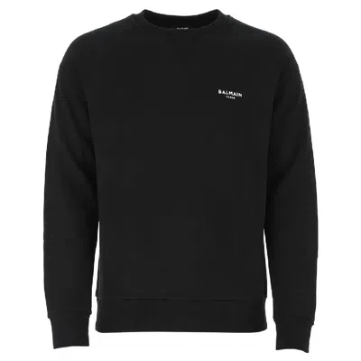 Balmain Flock Logo Print Cotton Sweatshirt In Multi