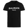 Balmain Flock Logo Print Cotton T Shirt In Black