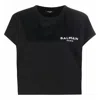 Balmain Flock Logo Print Cropped T Shirt In Multi