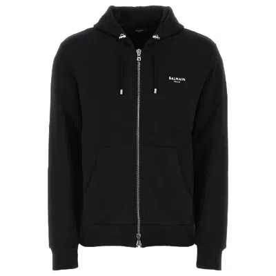 Balmain Flock Logo Zip Up Hoodie In Multi