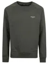 Balmain Cotton Crew Neck Sweatshirt With Moon Sleeve In Ukc Kaki Clair Naturel