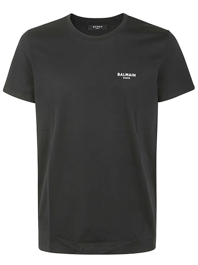 Balmain Flock T-shirt Classic Fit In Eab Noir Blanc