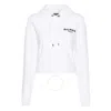 Balmain Cropped Flocked Organic Cotton-jersey Hoodie