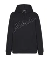 Balmain Cotton Hoodie With Embossed Velvet Logo In Black