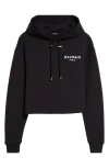 Balmain Cropped Scribble Logo Hoodie In Nero