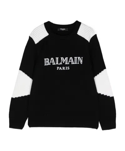 BALMAIN BALMAIN KIDS LOGO PRINTED CREWNECK JUMPER