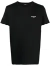 Balmain Black Crewneck T-shirt With Contrasting Logo Print In Cotton Man  In Black