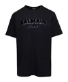 Balmain Flocked-logo Cotton T-shirt In Black