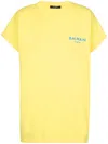 Balmain Flocked-logo Cotton T-shirt In Gelb