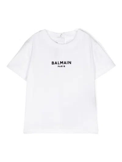Balmain Babies' Logo-appliqué Cotton T-shirt In White
