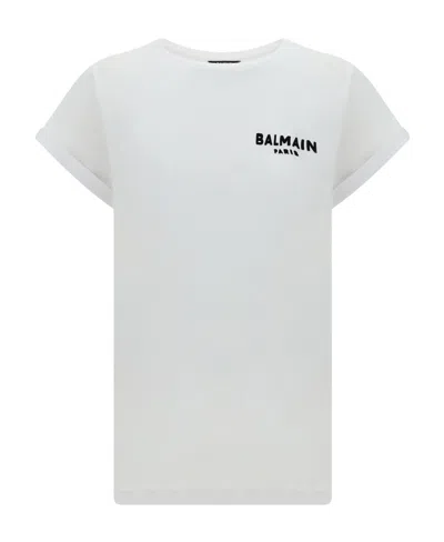 BALMAIN FLOCKED BALMAIN T-SHIRT