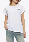 Balmain Flocked-logo Crew Neck T-shirt In White