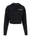 Balmain Cropped Sweatshirt With Flocked Logo Print In Black