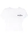 Balmain Flocked-logo Cropped T-shirt In White