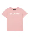 Balmain Flocked Logo-print T-shirt In Pink