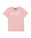 Balmain Flocked Logo-print T-shirt In Pink