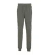 Balmain Flocked-logo Cotton Joggers In Green
