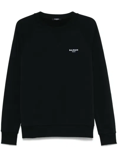 BALMAIN FLOCKED-LOGO SWEATSHIRT
