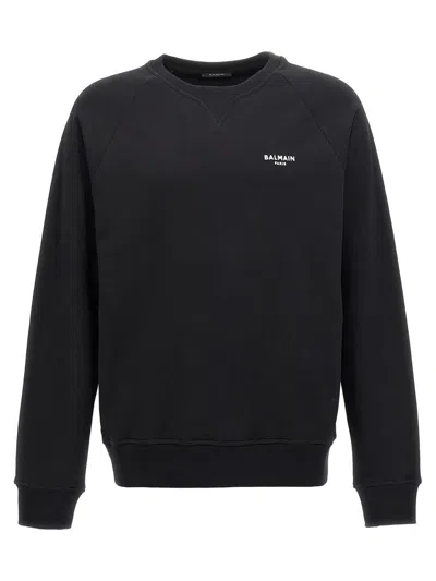 Balmain Flocked Logo Sweatshirt In Black