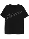 Balmain Men Black T-shirt With Logo Lettering On The Front In Cotton Man In Black