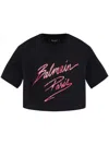 Balmain Signature Logo Cropped T-shirt In Schwarz