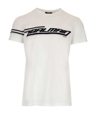 Balmain Flocked-logo T-shirt In White