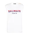 Balmain Flocked-logo Tank Top In White