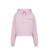 Balmain Flocked Logo Cropped Organic Cotton Hoodie In Blue